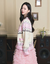 Roslyn Ribbon Cowichan Knit Cardigan Ivory