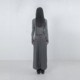 Folded check maxi skirt 003
