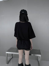[unisex]フラワープリントオーバーフィット半袖Tシャツ (3color)