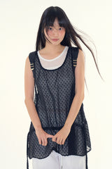 Dot sheer layered dress