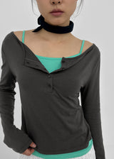 [MADE] Hibe Henley Neck Long Sleeve Top