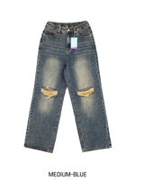 [U-DENIM] サマーリッペードジーンズワイドデニムパンツ