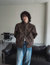 Bolt piping crack leather jacket