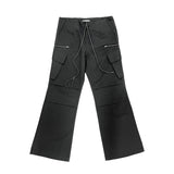 Steel zipper cargo cotton long wide work pants (4 colors)