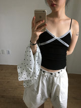 V-cut lace sleeveless (4color)