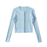 Basic Cable Round Neck Cardigan
