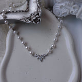 [Jo Yuri Necklace]ヘブンリークリスタルパールチョーカーネックレス - Silver Color