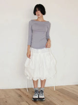 TENCEL BOAT-NECK SLIM TEE