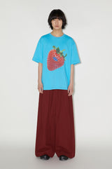 ストロベリーストアスタッフプリントラウンドネックカジュアル通気性半袖Tシャツ夏