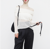 Vininto net off-shoulder knitwear