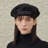 VARZAR Cursive Logo Wool Beret / Black