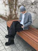 ベイレウールフィンガーホールツートンニットジップアップ 3C