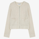 Pocket Knit Zip Up Beige