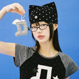 Cat Ear Star Beanie - BLACK