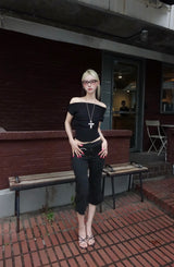 Low Pinstripe Capri Slacks