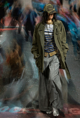 'ザダブル' ツーウェイウェアサイド-オープン カラーストリッピードフェイクツーピースロングスリーブドポロシャツ