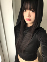 ブルマードレープスリムクロップフーデッドスウェットシャツ