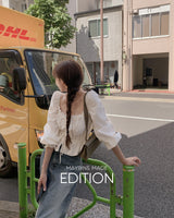 【MADE】シャーリング長袖ブラウス