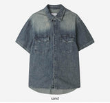 No.1209 cool denim washing half SHIRT (3color)