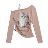 ペールムードキャットプリントTシャツ 233176421