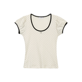 DOTTY RIBBON SHIRRING T-SHIRT
