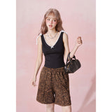 [GirlyFancyClub] "Coquette style" デリケートレースフリルVネックタンクトップ