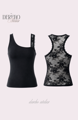 Back-Point Racer Asymmetrical Sleeveless Top