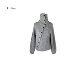 Juke diagonal button high neck knit