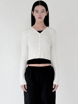 KIRSH PLAIN V NECK SLIM CARDIGAN - WHITE      