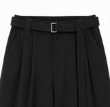 Melo Belted Two-Tuck Wide Slacks