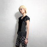 CORSET FLARED T-SHIRT: CHARCOAL