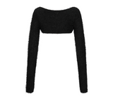 [mnem] Pure Bolero Fur Cardigan (black)