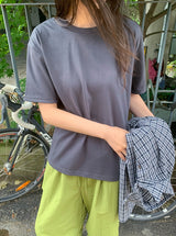 [unisex] Suzuna Basic Color Matching Roll-Up Short Sleeve Tee