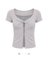 エヴィア ツイスト レイヤードTシャツ