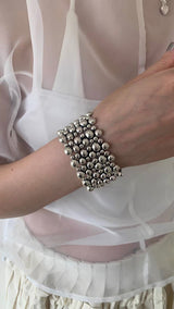 Silver balls wide band bangle
