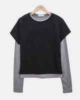 シールトーンブロックレイヤード長袖Tシャツ