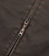 Washed Leather Crop Jacket - Brown