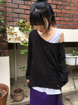 Oshion Side-Slit Twist Dot Layered Sleeveless