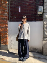 26SS★ [BAONHAUS]ティンダーコットンワイドバンディングフラワーパンツ