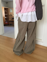 ワイナツ斜線ワッシングコットンワイドパンツ（3c）