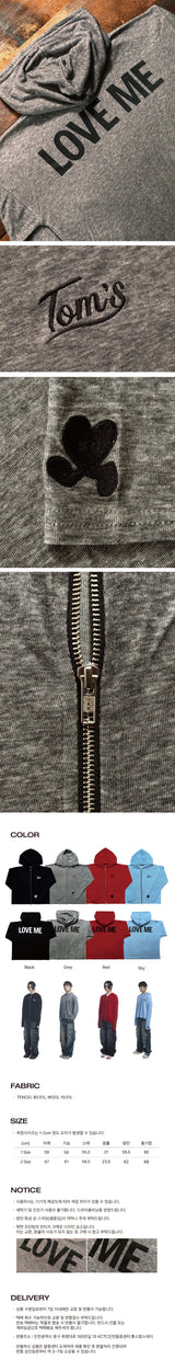LOVE ME スリーブフーディージップアップ GREY