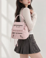 Y2K Oil-Waxed Leather Pocket Mini Backpack 2-Way