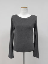 Boat Neck Tension Long Sleeve T-Shirt