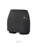 メタルアイレットミニスカートパンツ (2color)