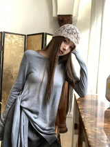 Side strap soft long-sleeve t-shirt