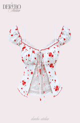Red Rose Lace Layered Blouse