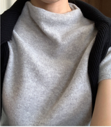Rear Cashmere Mock Neck Cap Sleeve Knit / 5 colors