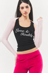 Love & Healthy ロゴノースリーブトップ Black