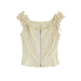 Frill shirring zipper corset top 231139667
