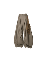 RELABEL Spatial Relations (Multi-Layered) Jacquard Stripe Drapey Loose-Fit Pleated Curved Sword-Cut Trousers